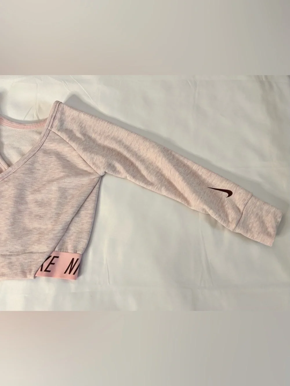 Nike Kid Studio Pink Heathered Crossover Cropped Sweatshirt Size Small